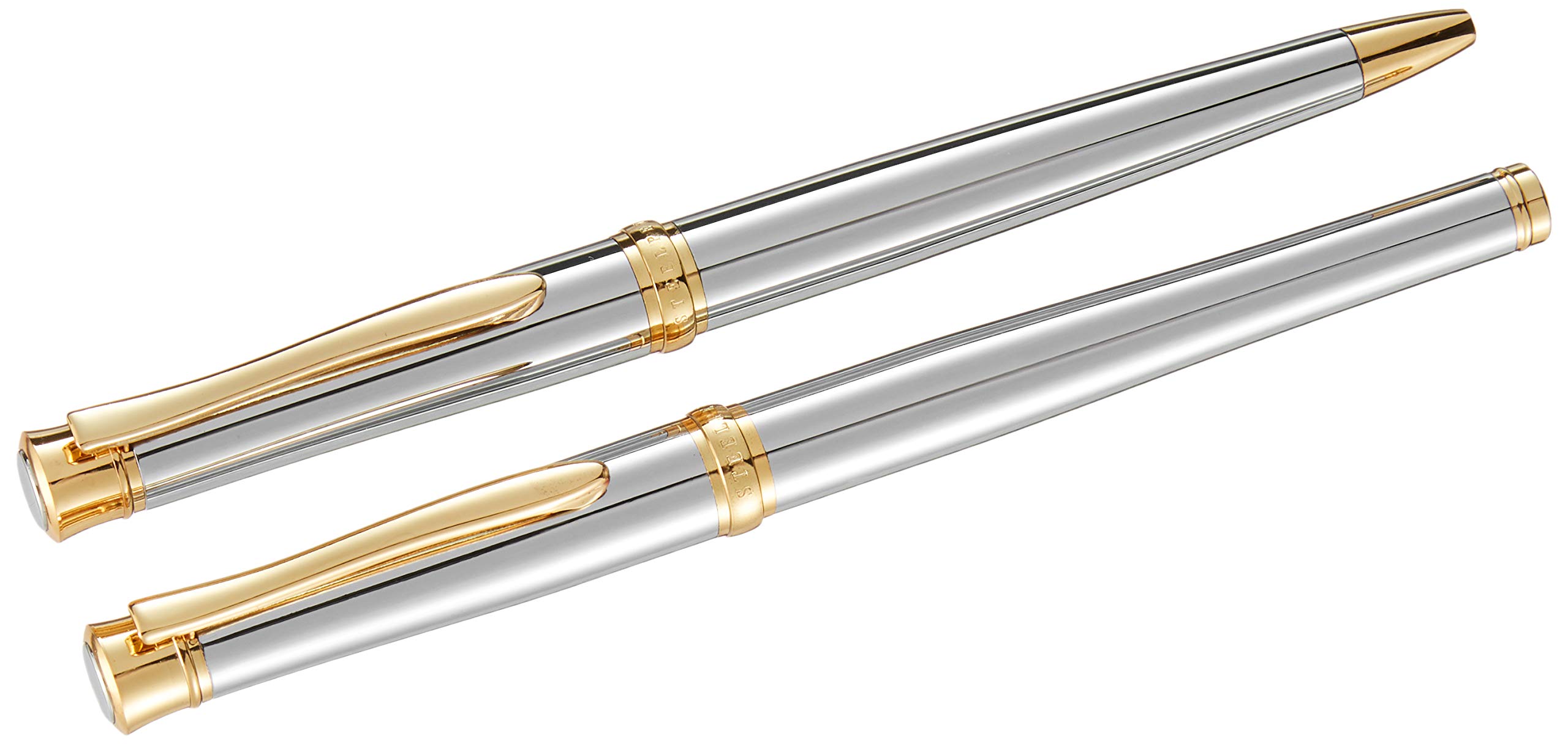 Steelpen Lemans Serisi 813 Krom Gold Roller Kalem+Tükenmez Kalem