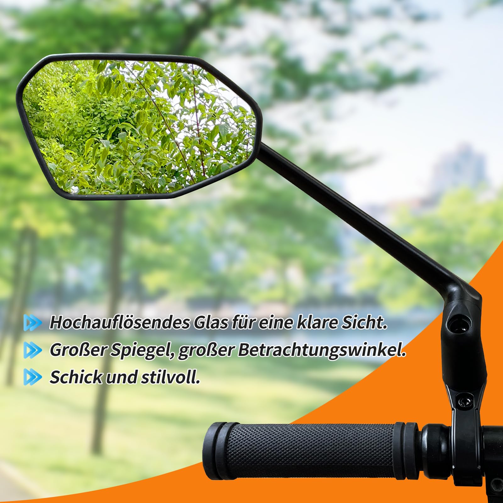 Espejo Retrovisor Bicicleta, Plegable Espejo Eléctrico para Bicicleta Apto para Bici de Montaña y Patinetes Eléctricos. Espejos Retrovisor Exterior para Manillar Izquierdo (22,2-25,4 mm).
