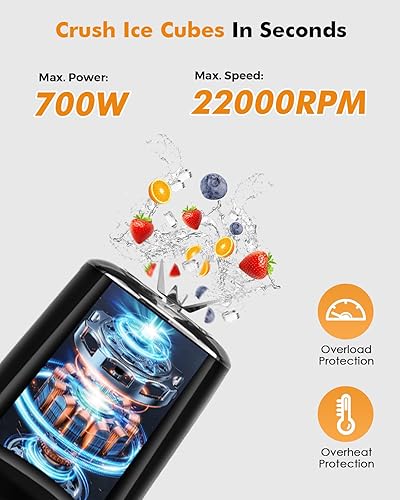 Miniatura 2 de MoKo Licuadora de batidos de 700 W, licuadora personal para batidos y batidos, mezcladora retro para encimera y molinillo para cocina con 6