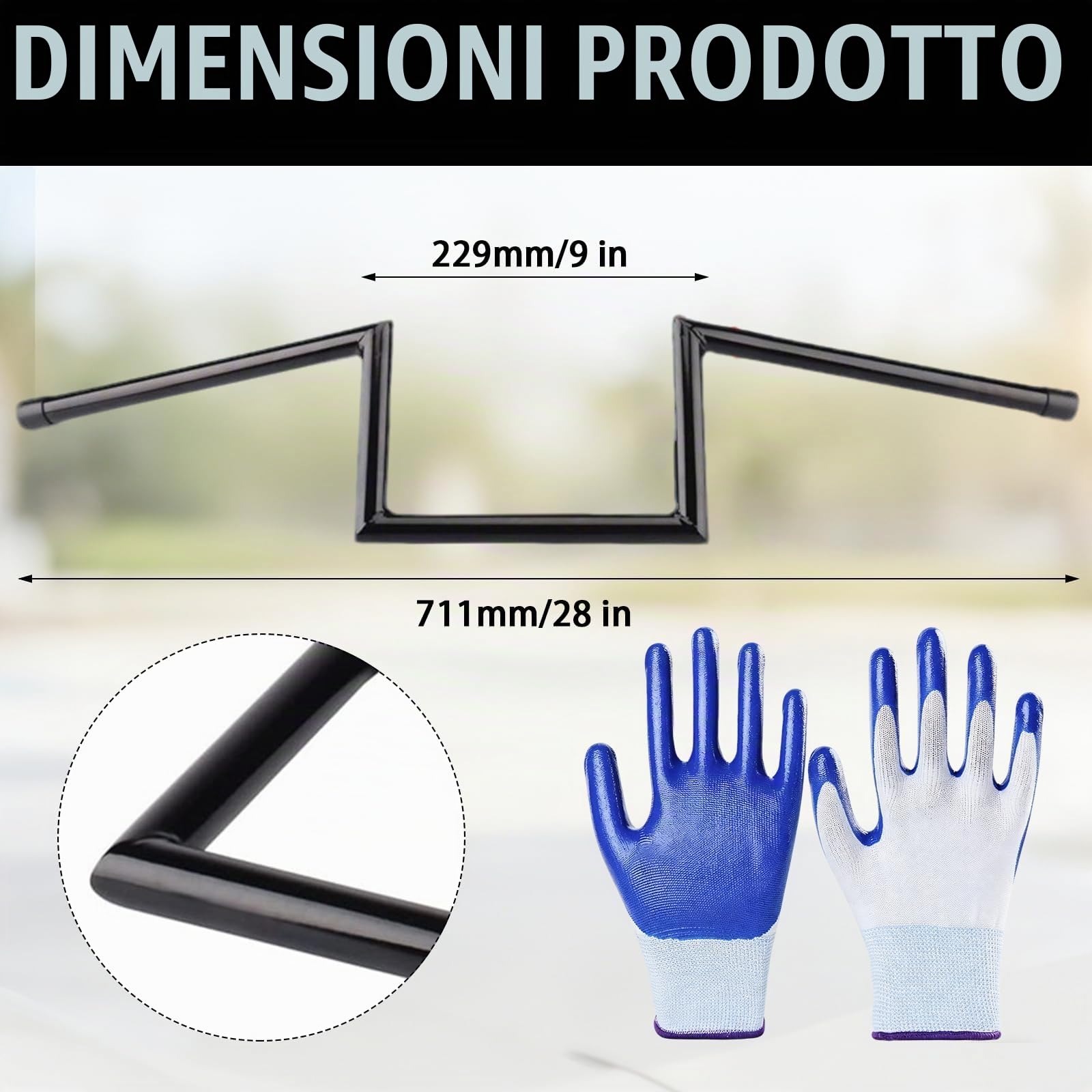 Manubrio Moto, Z Bar Ø22mm 7/8 Pollici, Rialzato 8", In Acciaio Resistente Con Abbassamento Centrale Stile Chopper Per Harley Yamaha Suzuki Kawasaki MT07 MT09 Touring Street Bike Cruiser ATV