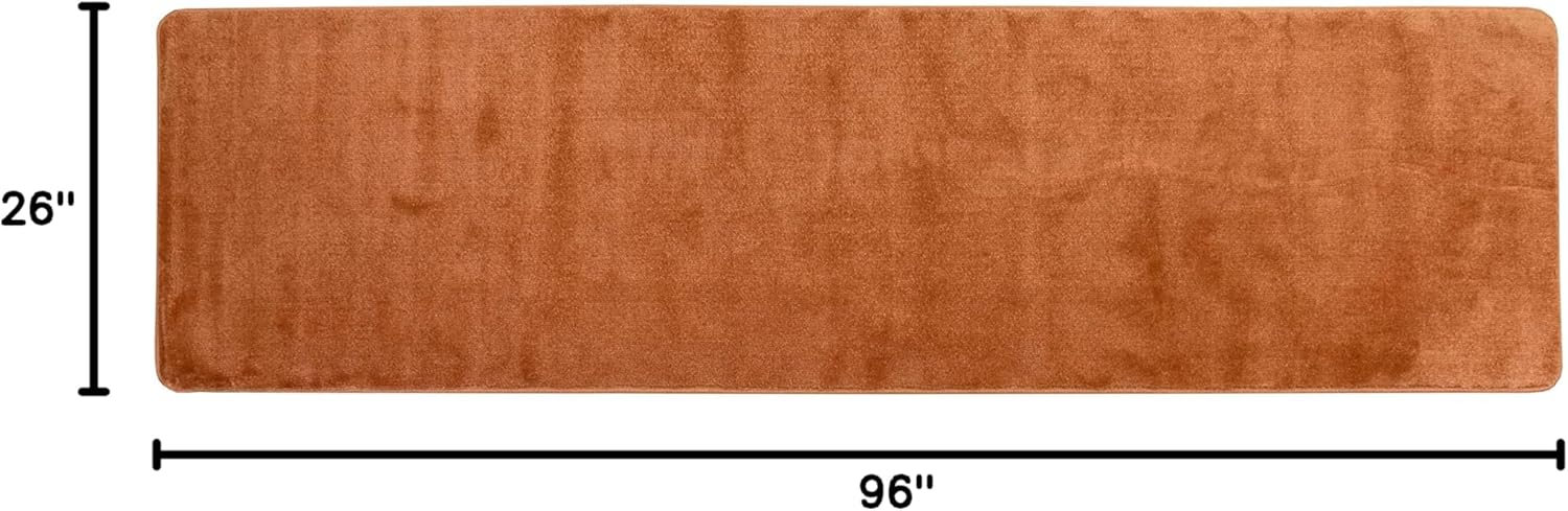 RugStylesOnline Comfy Solid Color Runner Area Rug 26 Inch Wide x Your Choice Length More Color Options Available Slip Skid Resistant Rubber Back (Burnt Orange, 2'2"x8')