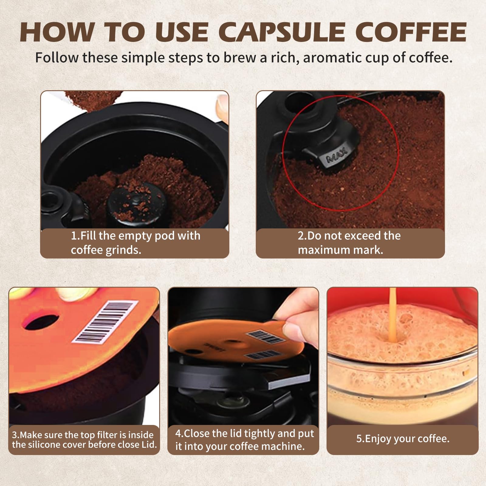 Ta*ssimo Cápsulas Recargables Café Cápsulas Recargables con Cuchara Cepillo, Cápsulas Ta*ssimo para Accesorios de Cafetera (220ml) (60+180+200+220ml)
