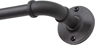 Kenney Adler Industrial Pipe Curtain Rod, 5/8" Adjustable 28-48", Rust-Resistant Black Steel for Indoor/Outdoor Windows