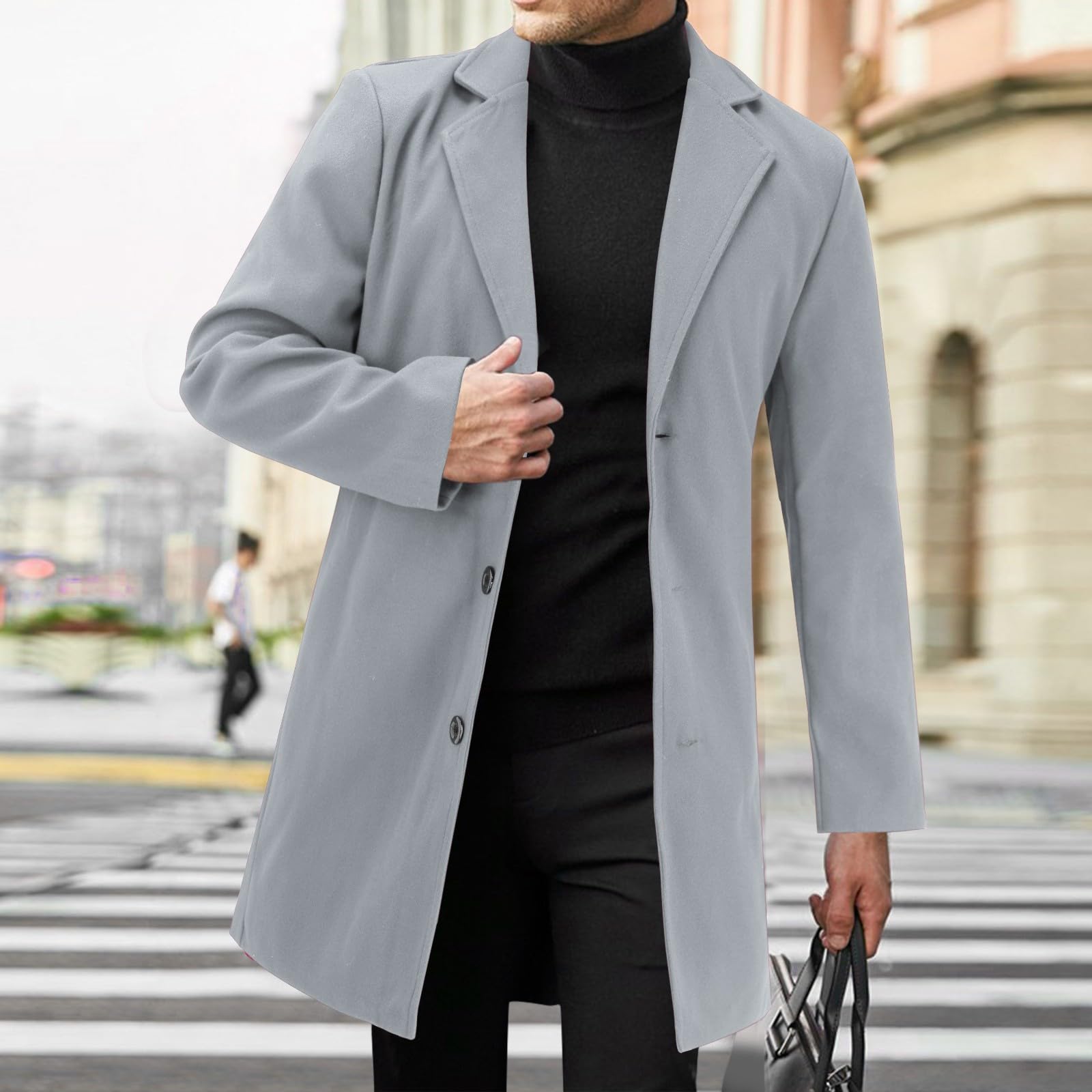 Veste Mi‑Longue Homme Col Montant VêTement Homme Automne‑Hiver