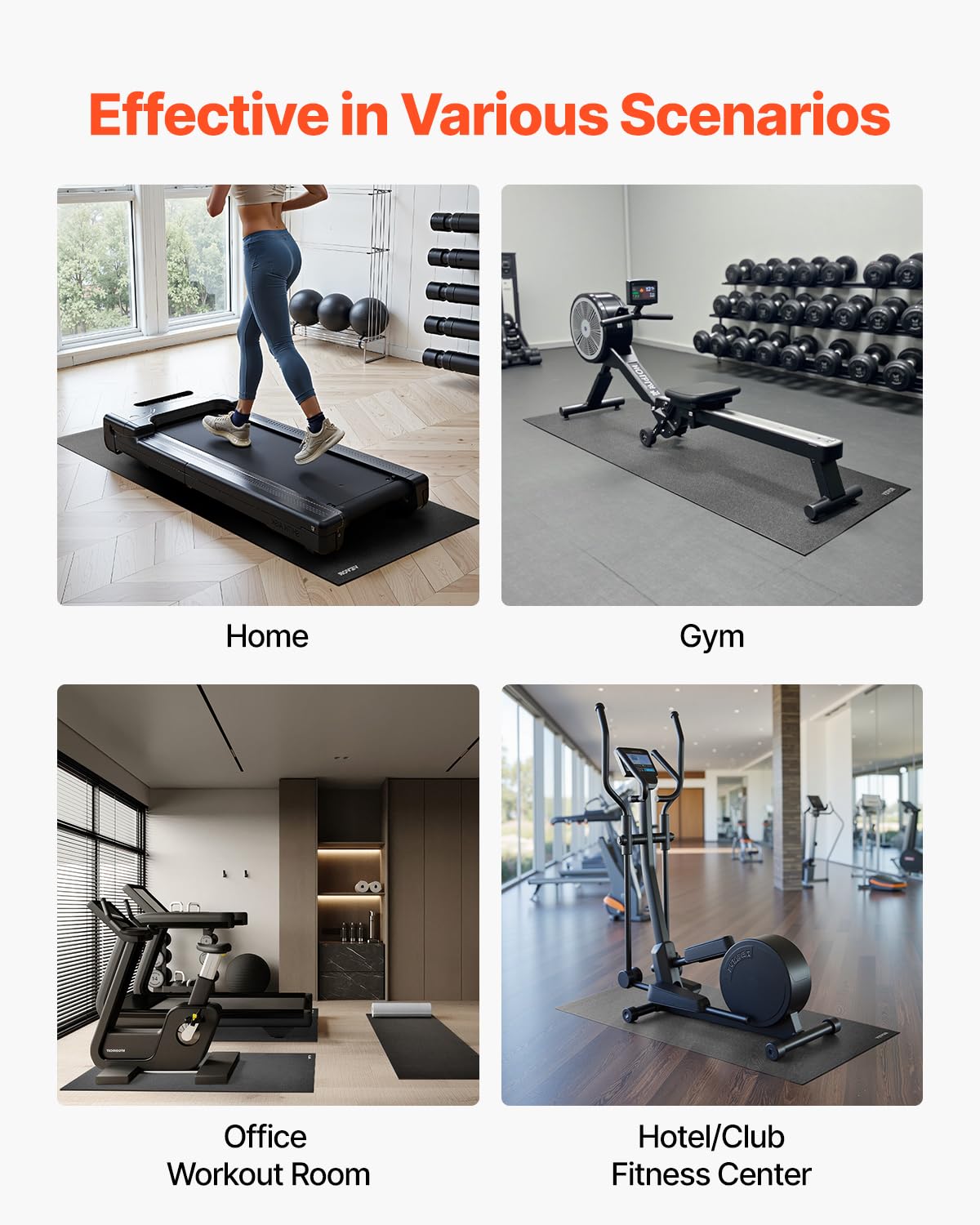 VEVOR Tappetino per tapis roulant, cyclette e bici reclinate, in PVC ad alta densità, impermeabile e antiscivolo, per palestra domestica