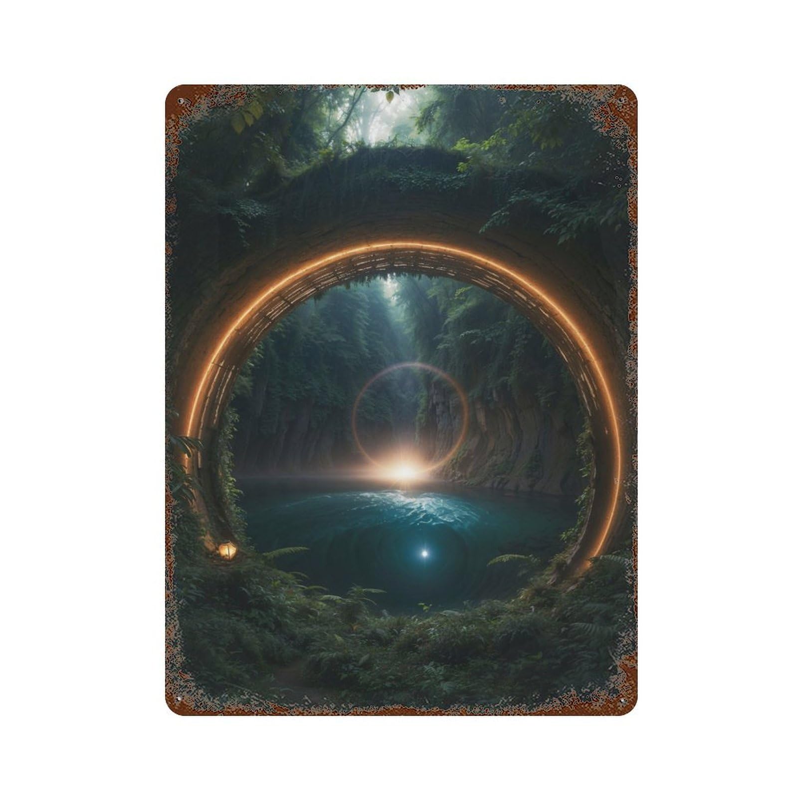 Bridge to Another World Aged Metal Wall Plaque 15.7"x11.8", Decorative Metal Wall Art for Garage, Pub Or Kitchen