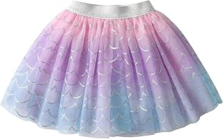 DXTON Kids Girls Tutu Dresses Toddler Rainbow Flower Tulle Skirt