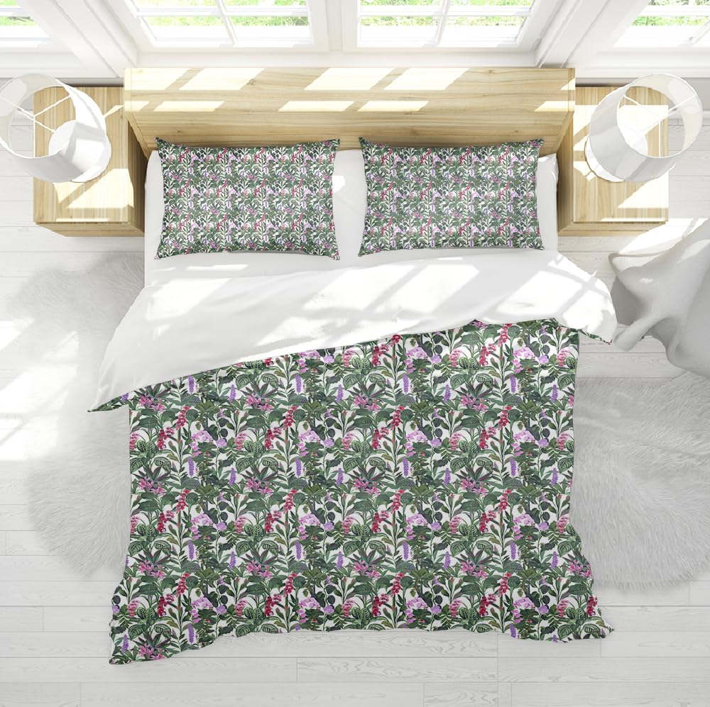Housse de couette imprimé floral botanique pour sublimer votre lit double en été