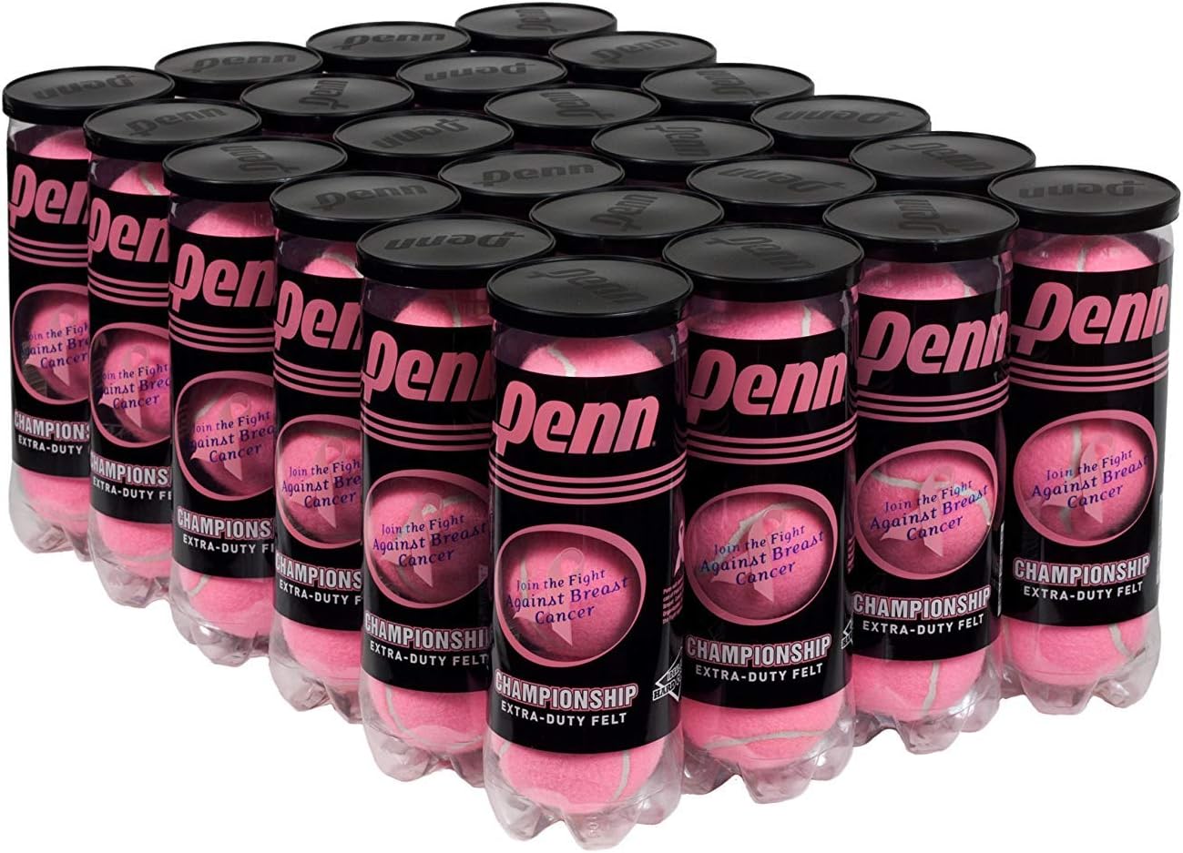 Penn Pink Championship XD Extra-Duty Felt Hard Court Tennis Balls (6 Cans = 1/4 Case)