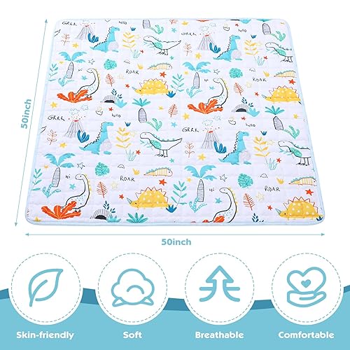 Miniatura 2 de MEM Tapete para corralito de 50 x 50 pulgadas, tapete de juego grueso de una sola pieza, antideslizante, lavable, tapete de juego para piso, tapete