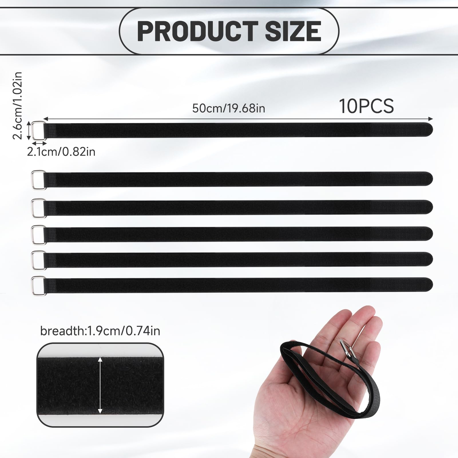 cinghie per cavi regolabili con fibbie e ganci,10pcs Cinghie Elastiche Antiscivolo Multiuso, Fascette per Bicicletta, Pantaloni, Bagagli, Tappetini Yoga, Campeggio, Tubi e Cavi, Dimensioni 2CM*50CM