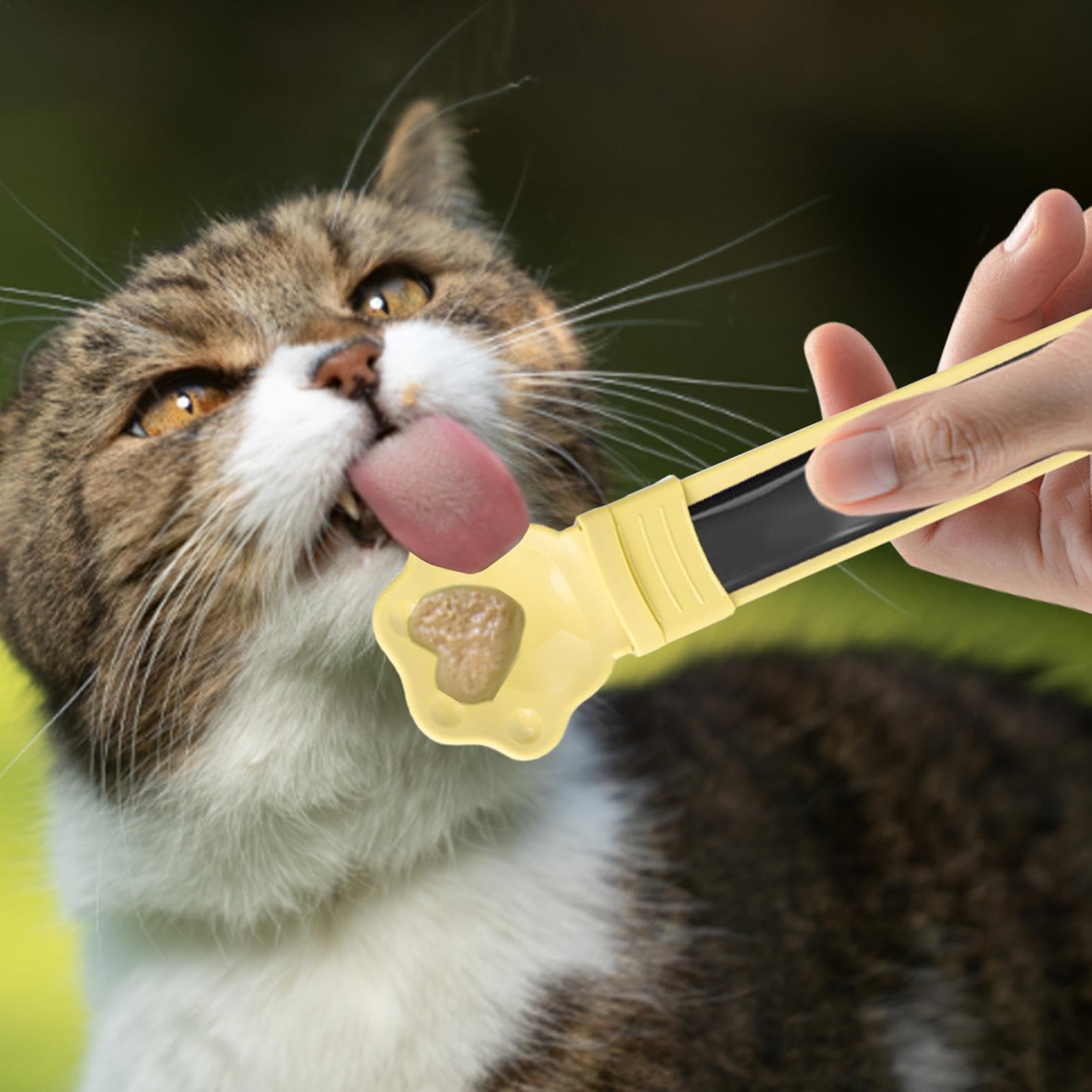 Set 2 Cucchiai Per Snack Gatti - Dispenser Spremibile Per Strisce, Colori Giallo E Verde - Foto 4