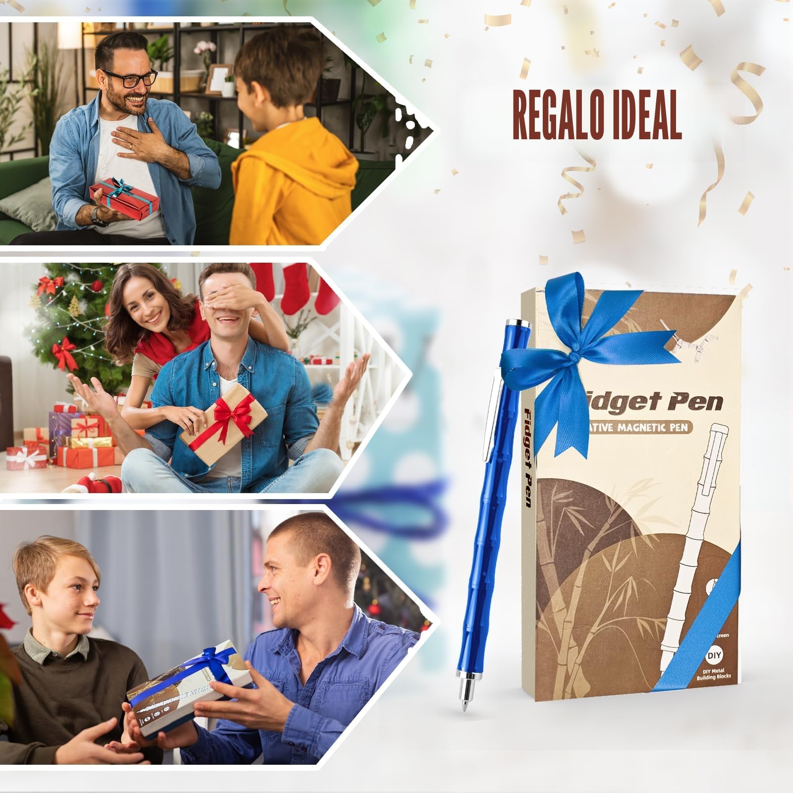 Tigerhu Bolígrafo Magnético, Divertido Juguete Antiestrés ultifunción, Fidget Pen Regalos para Hombres, Mujeres, Niños y Cumpleaños Festival Regalo Adolescentes, Gadgets Tecnologicos (Azul)