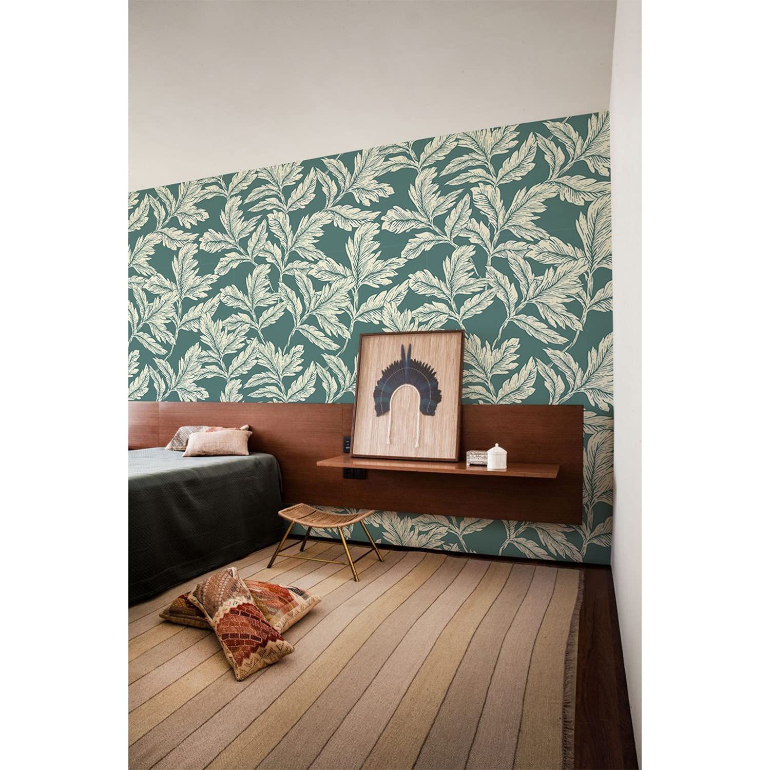 Papier peint intissé pour salon et cuisine au motif feuille naturelle