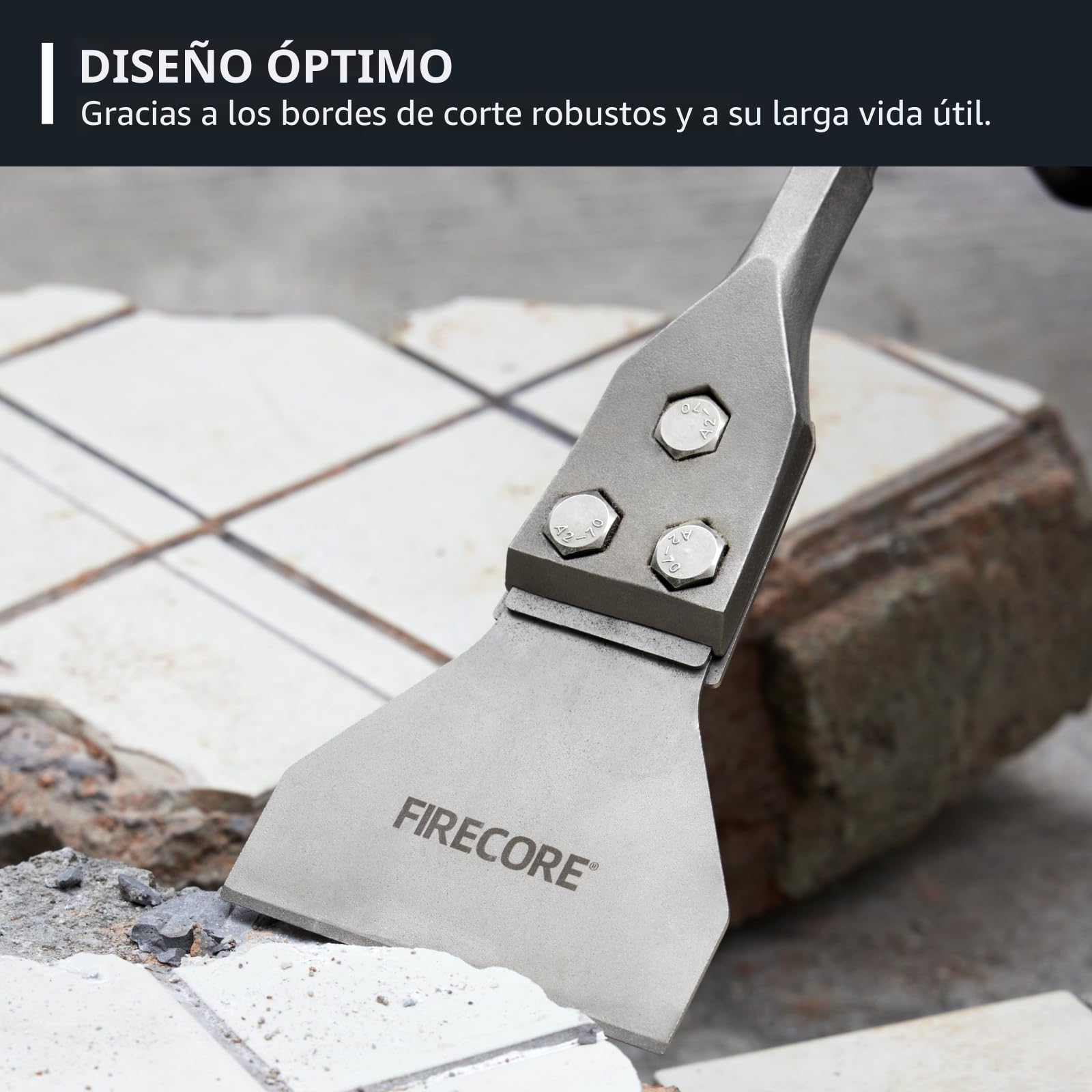 Firecore Cincel SDS PLUS, Espátula SDS PLUS, Raspador de Piso 100 * 300 mm para quitar baldosas, hormigón, mortero, compatible para Martillo Demoledor SDS PLUS - FS23412