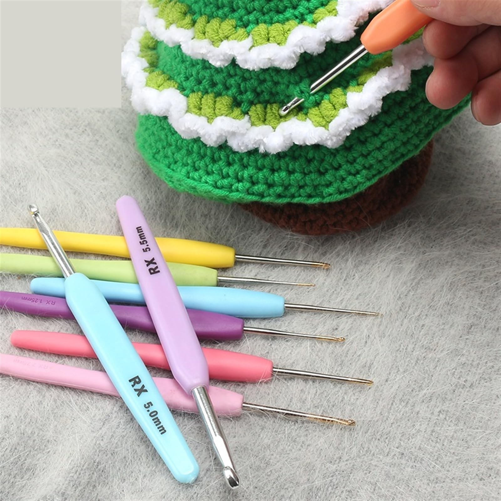 Agujas Crochet Aguja de crochet 1,0 mm a 6 con mango ergonómico for agujas tejer extra largas for principiantes e hilo