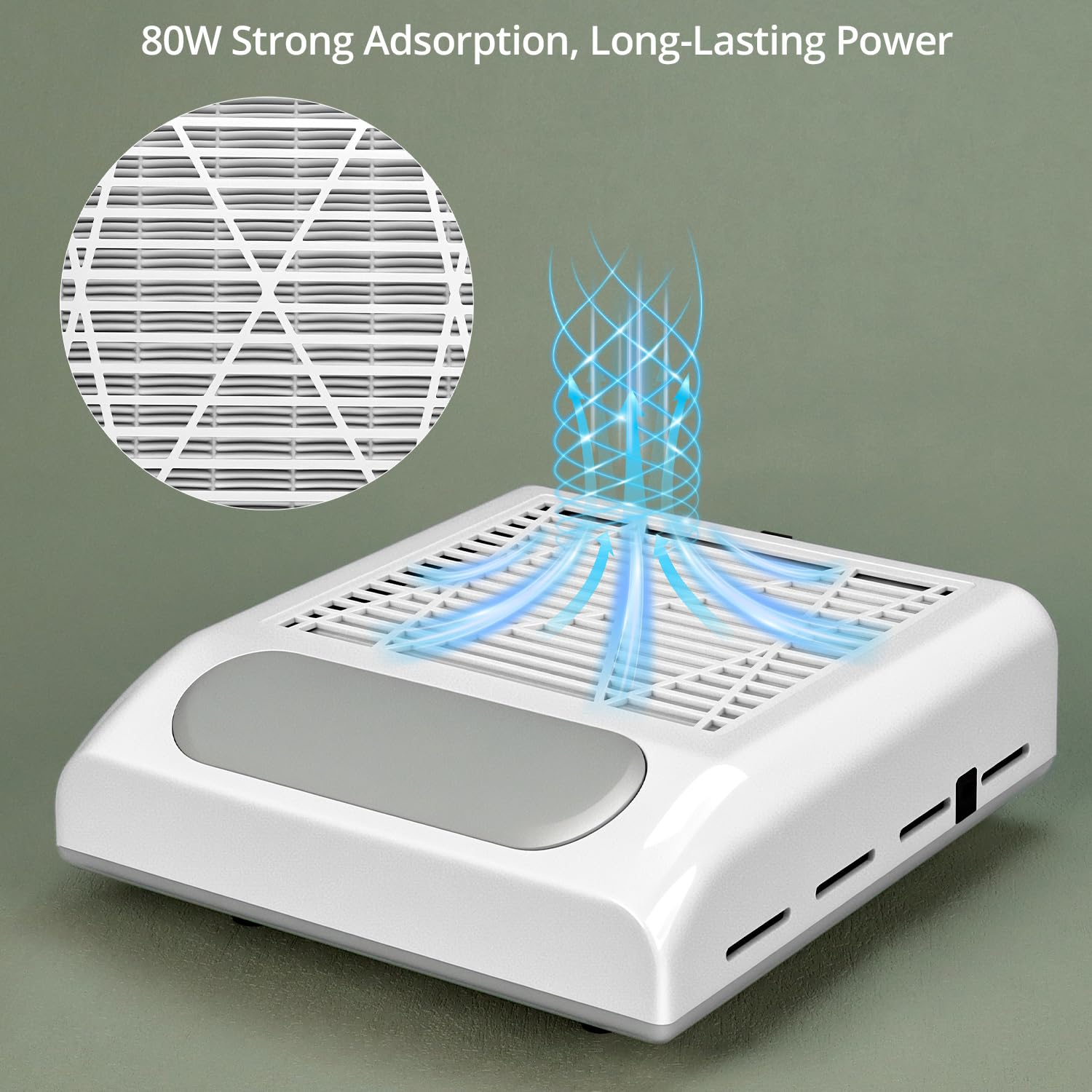 QWORK® Aspirateur à ongles 80 W avec filtre, idéal pour les particuliers, les salons de manucure, les salons de beauté et les manucures.