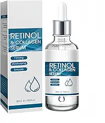Soro de retinol para rosto com ácido hialurônico e colágeno, soro facial antienvelhecimento para mulheres e homens | reduz rugas, suaviza a pele, aperta os poros e hidratação | Soros de colágeno