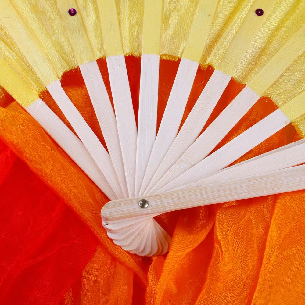 Fashion Colorful 1.5M Hand Made Belly Dance Dancing Silk Bamboo Long Fans Veils 4