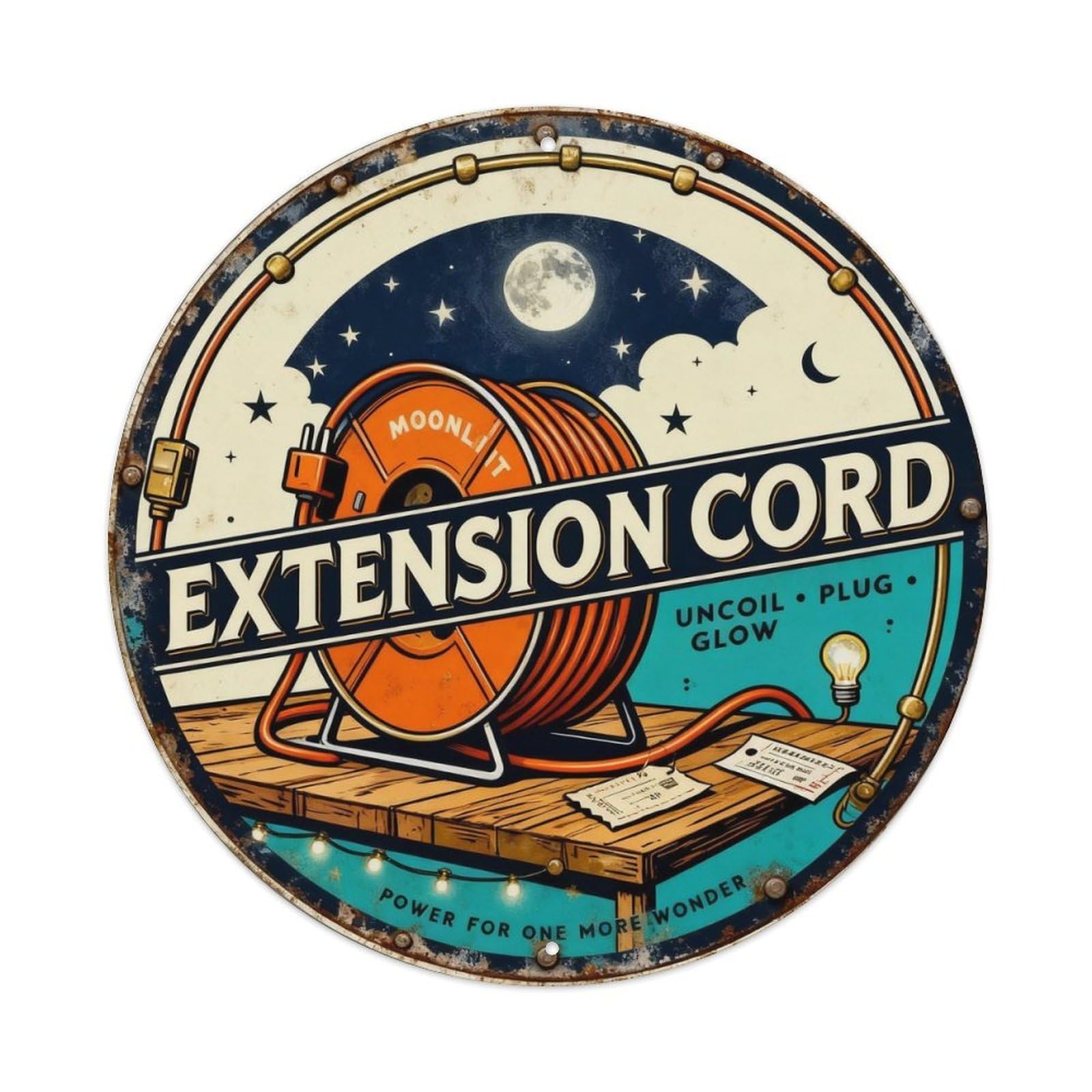 Moonlit Extension Cord Sign Metal Tin Sign Plaque