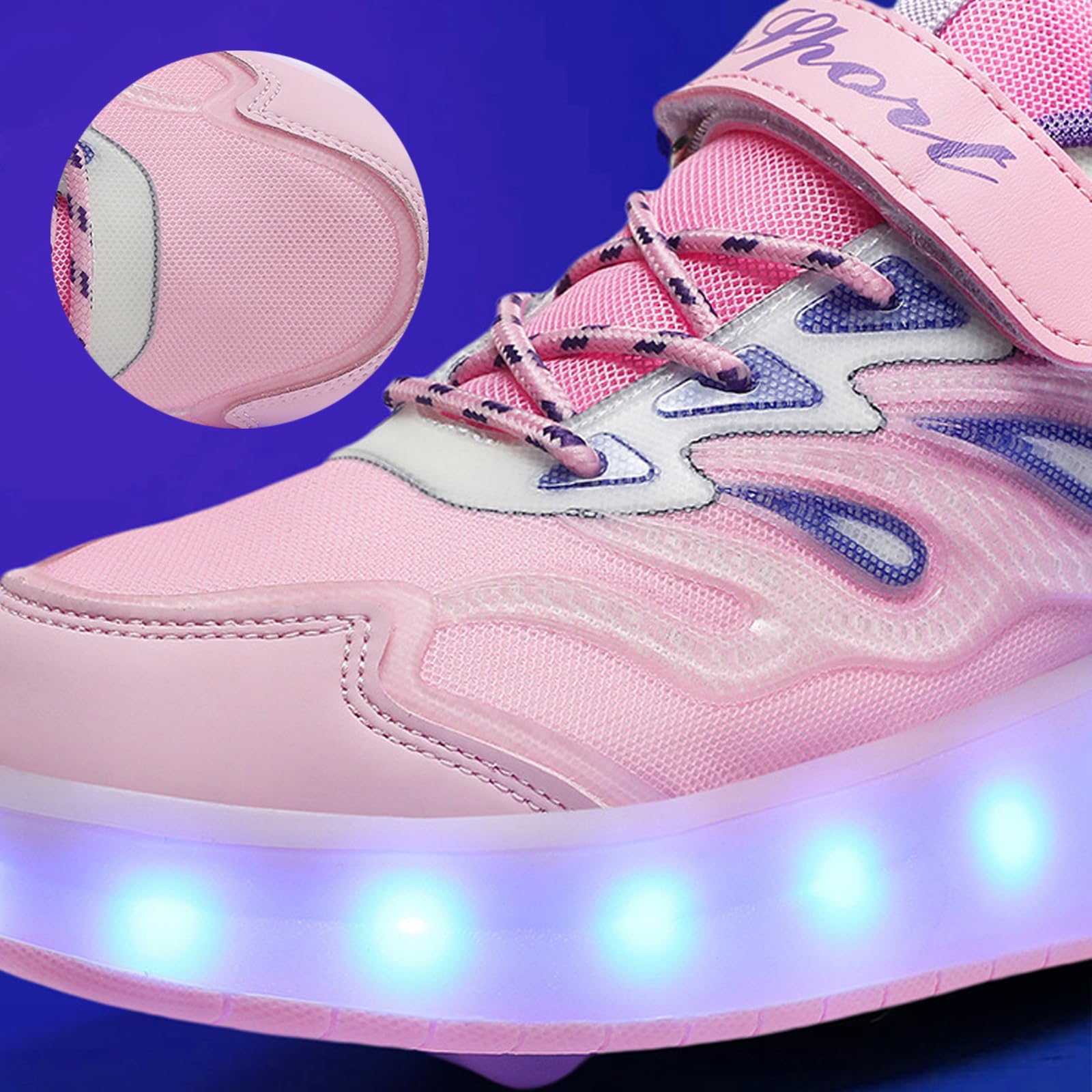 Chaussure a Roulette Garcon,Basket Roller Fille,Baskets Lumineuses à roulettes pour Filles,Baskets avec Roues rétractables,Éclairage LED Couleur,Chargement USB Pratique