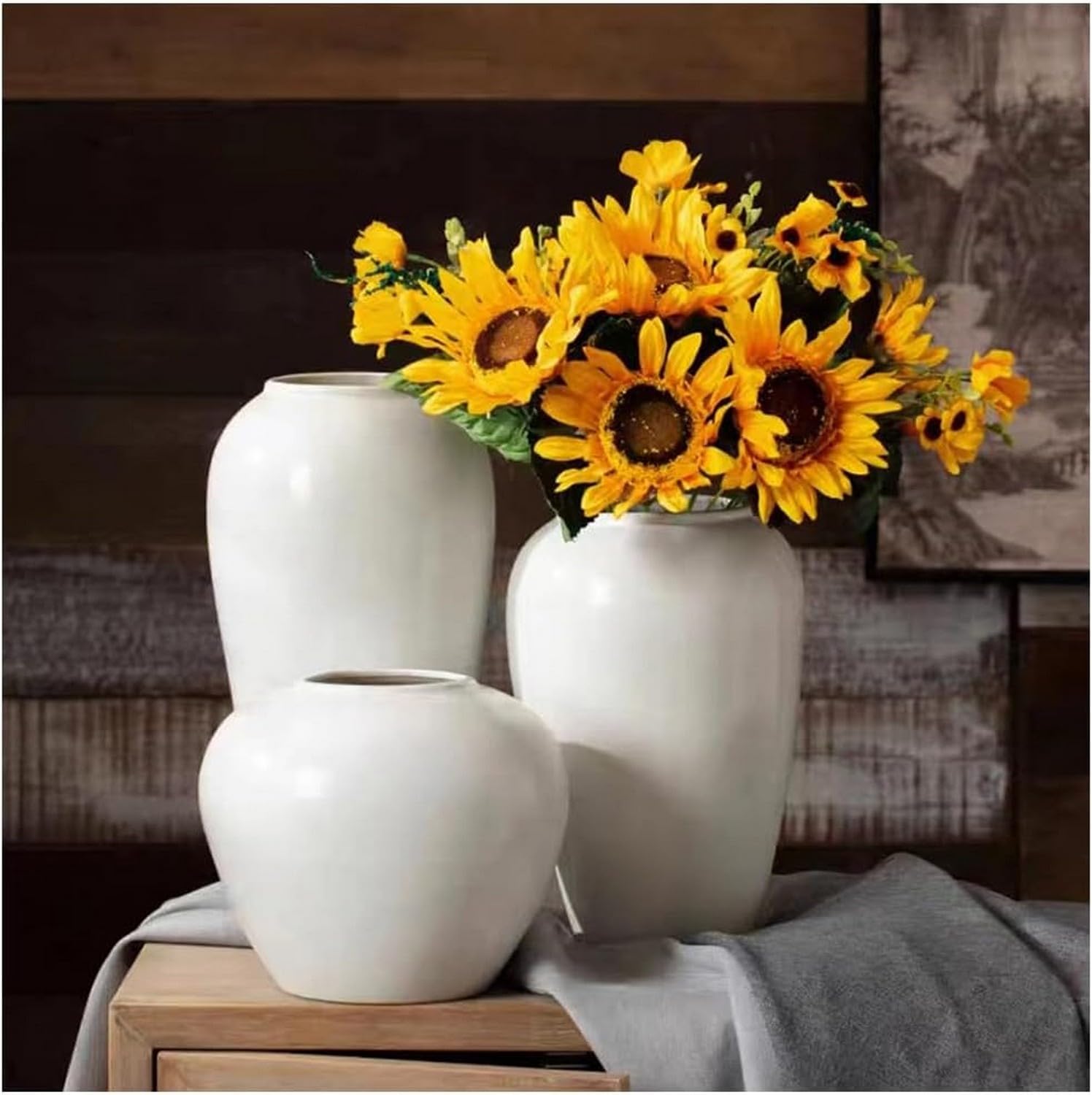 SnamicE Vase Ceramic Flower Vase White Vases for Decor,Ceramic Vases for Home Decor,Large White Vase for Pampas Grass, Modern Minimalist Style Decoration Vase,D