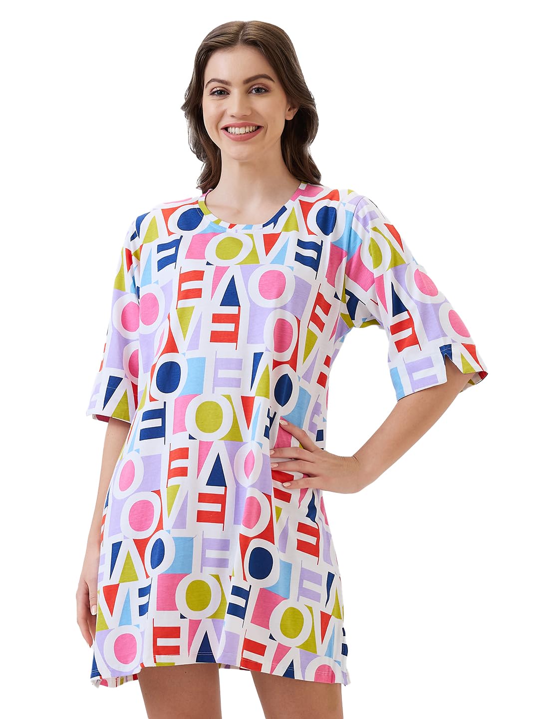 av2 Women's Casual Relaxed Cotton Calf Length Regular Fit Printed Nighty-3140-picture-37