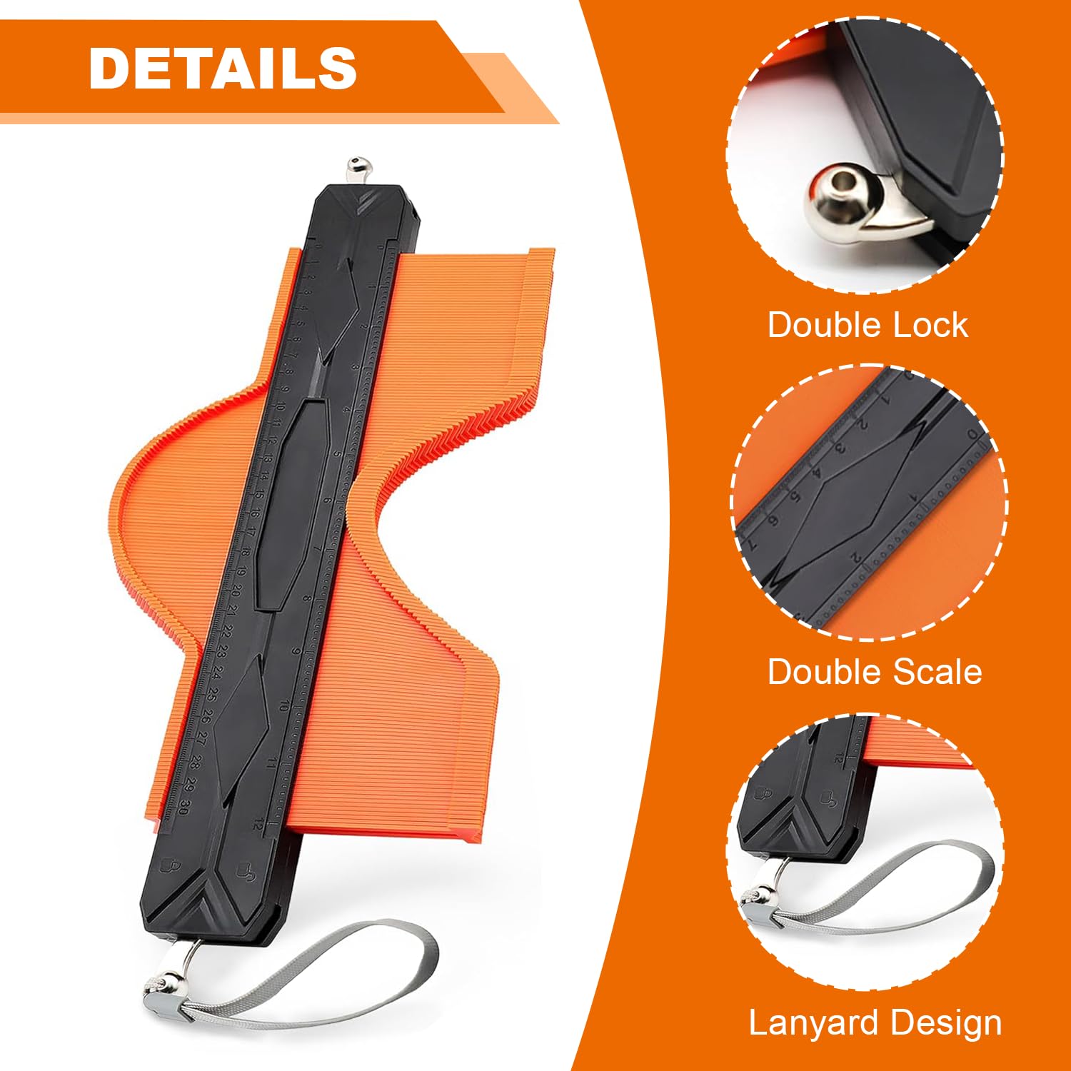 NICEWAT 12‘’ Contour Gauge Profile Tool, 30cm Profile Measuring Tool,Measuring Shape Outline Angle with Lock - Image 3
