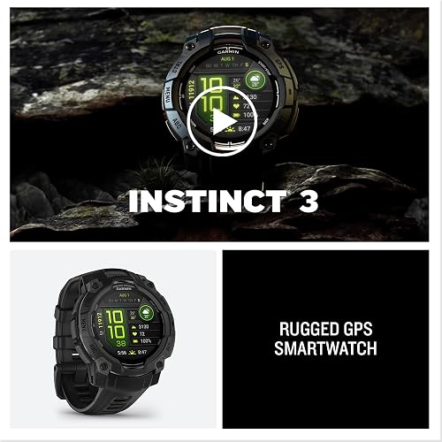 Garmin Instinct 3, 45mm rugged GPS smartwatch with AMOLED screen,built in sports apps & health monitoring, LED flashlight, shock resistant, 10ATM, up to 18 days battery life, Black - 9