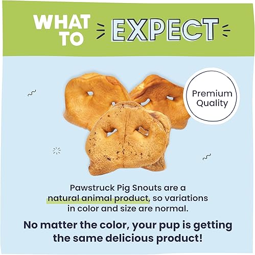 Miniatura 6 de Pawstruck Hocicos naturales de cerdo tostado lento para perros  Premium, de un solo ingrediente, bajo en grasa de cerdo masticable para todas las
