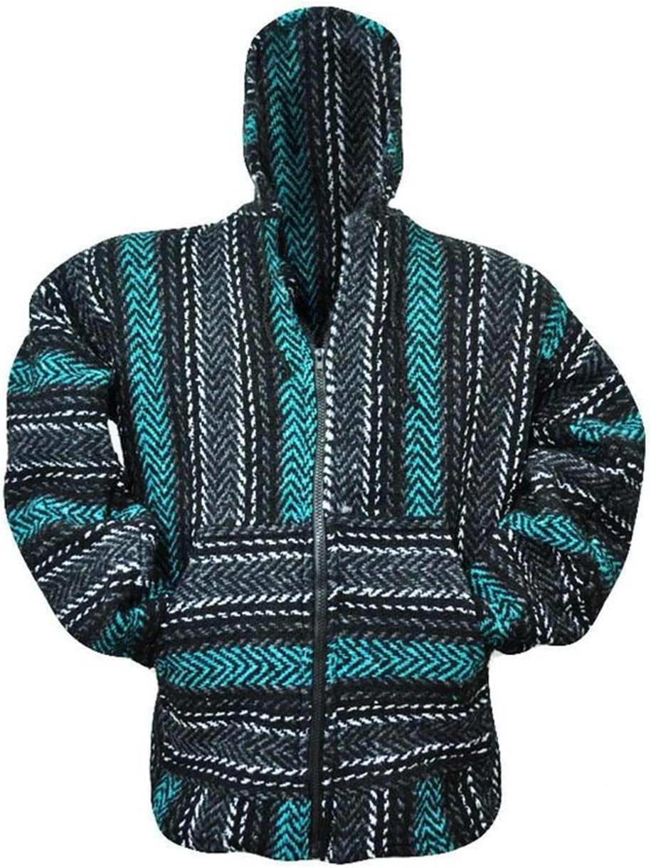 Deluxe Zip Baja- Original Unisex Mexican Zip Baja Hoodie (Teal, Charcoal, White)