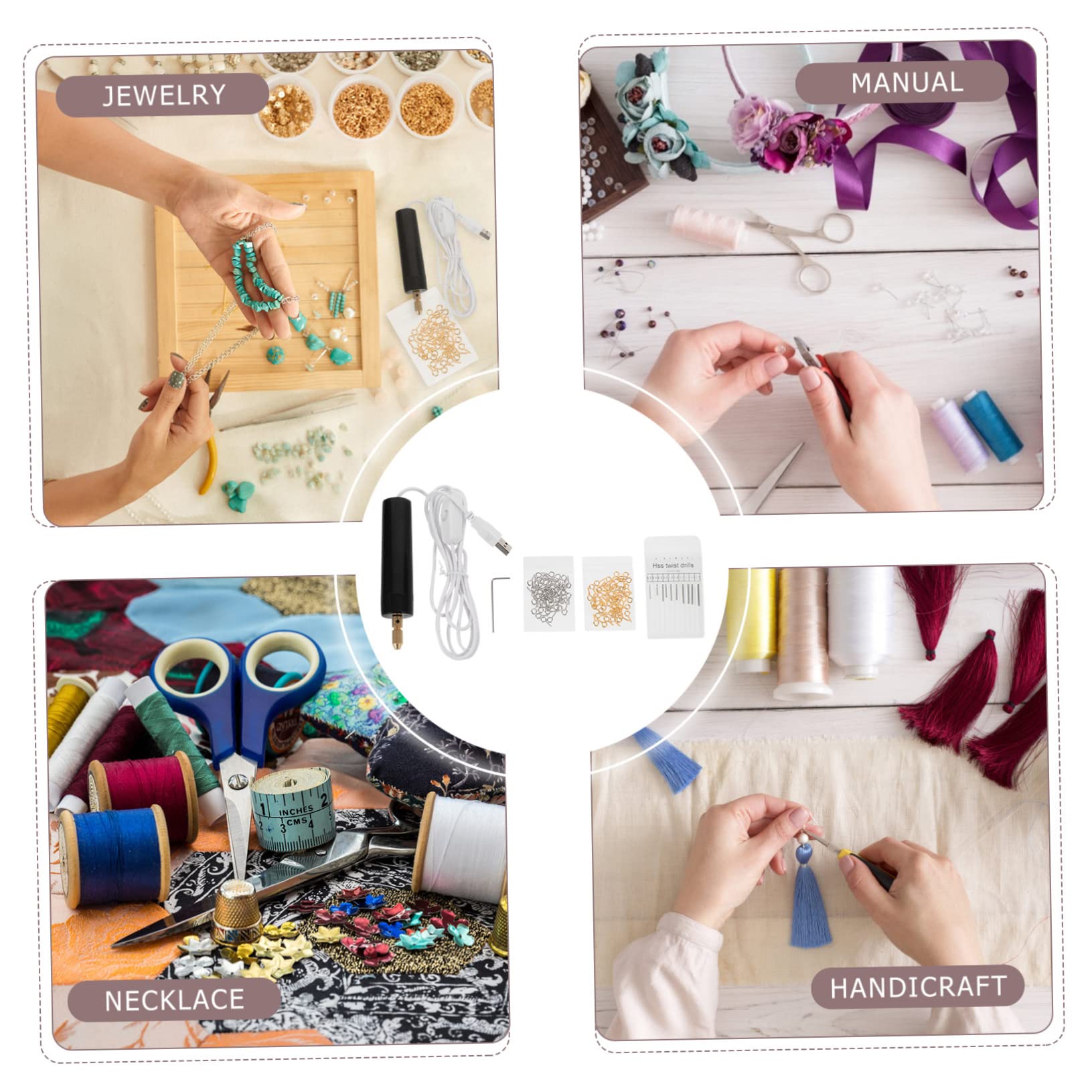 VILLCASE 2 Set Mini Trapano Elettrico USB Ricaricabile Utensile Rotante Compatto e Resistente per Modellismo Facile da Trasportare e Usare