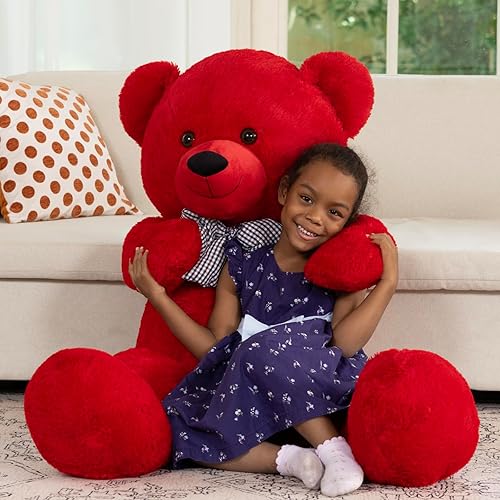 Miniatura 137 de MaoGoLan Oso de peluche color rosado gigante de 55 pulgadas, animales rellenos grandes y de tamaño real para novia Rosa,Azul,Marrón,Crema,Marrón