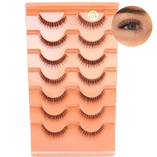 DAODER - Pestañas postizas de aspecto natural de 0.394 pulgadas, pestañas cortas de visón, finas y finas, con banda transparente, rizo D, pestañas