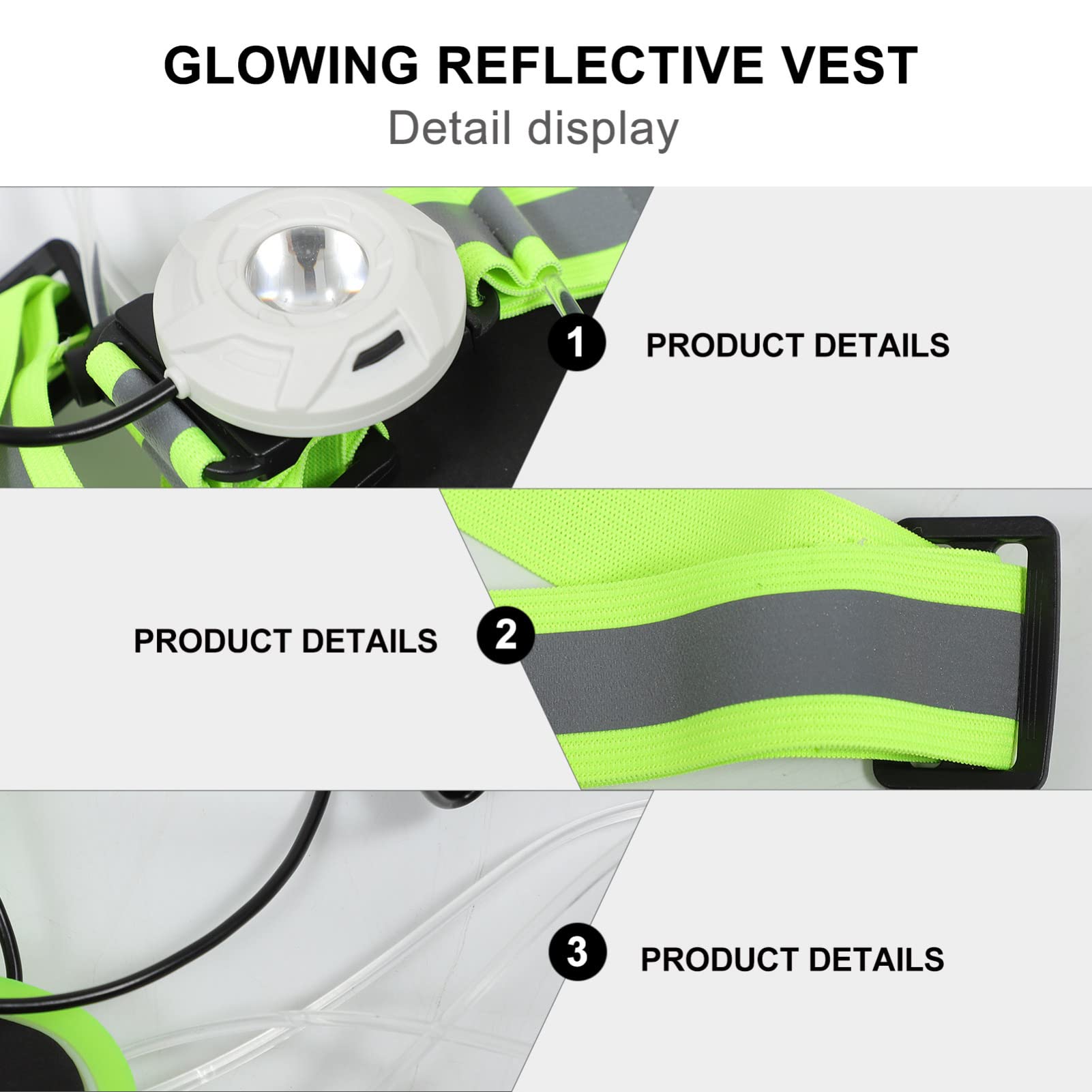 Uonlytech Verstellbare Reflektierende Weste mit USB Aufladbarem Positionslicht Polyester Material und 1200mah Akku für Sicheres Laufen und Outdoor Aktivitäten bei Nacht