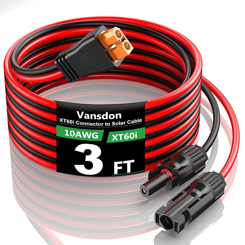 Cabo de extensão solar para XT60i Vansdon 10AWG com conector solar, 0,91 m, preto/vermelho, SEA221