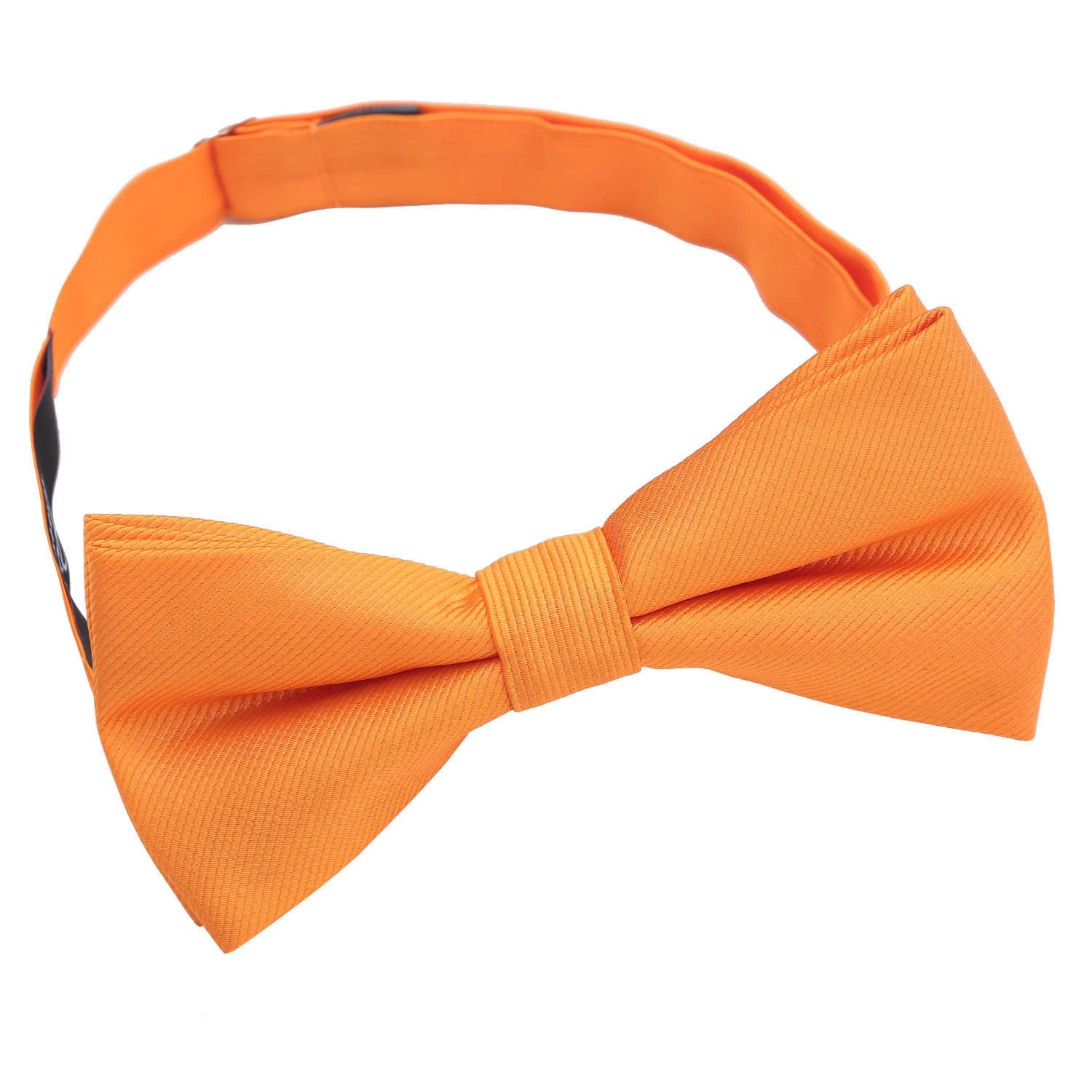 DQT Mens Plain Twill Thistle Pre-Tied Adjustable Bow Tie - Wedding, Party & Formal - Tangerine