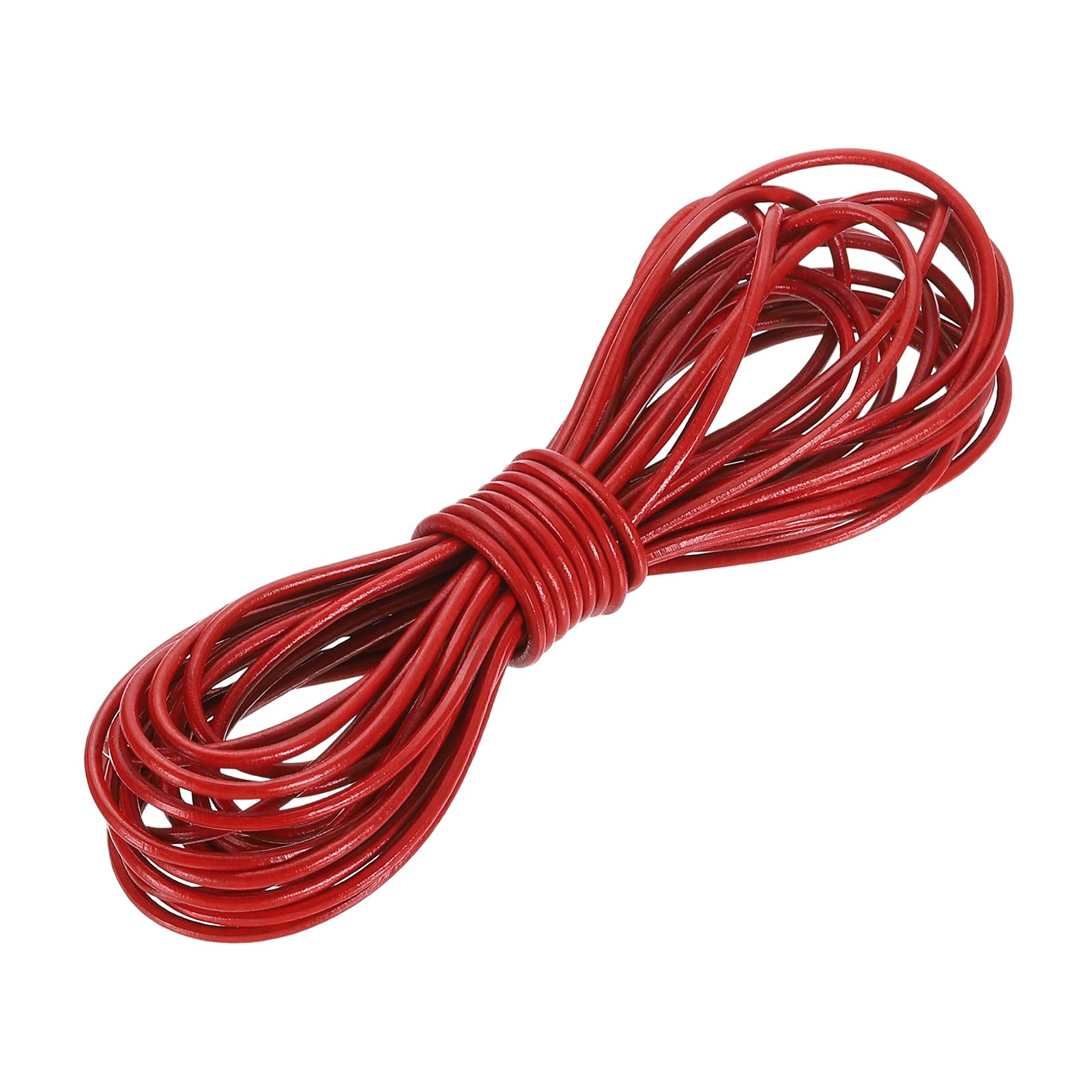 sourcing map Round Leather Cord, 5.5 Yard 2 Mm Leather String Strips Lacing for DIY Crafts Making Bracelet Purse Strap, Red