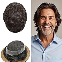 Vista 36 de Toupee - Sistema de pelo para hombres, postizos de encaje suave, sistema de reemplazo de cabello para hombre, línea de cabello de PU, pieza de pelo