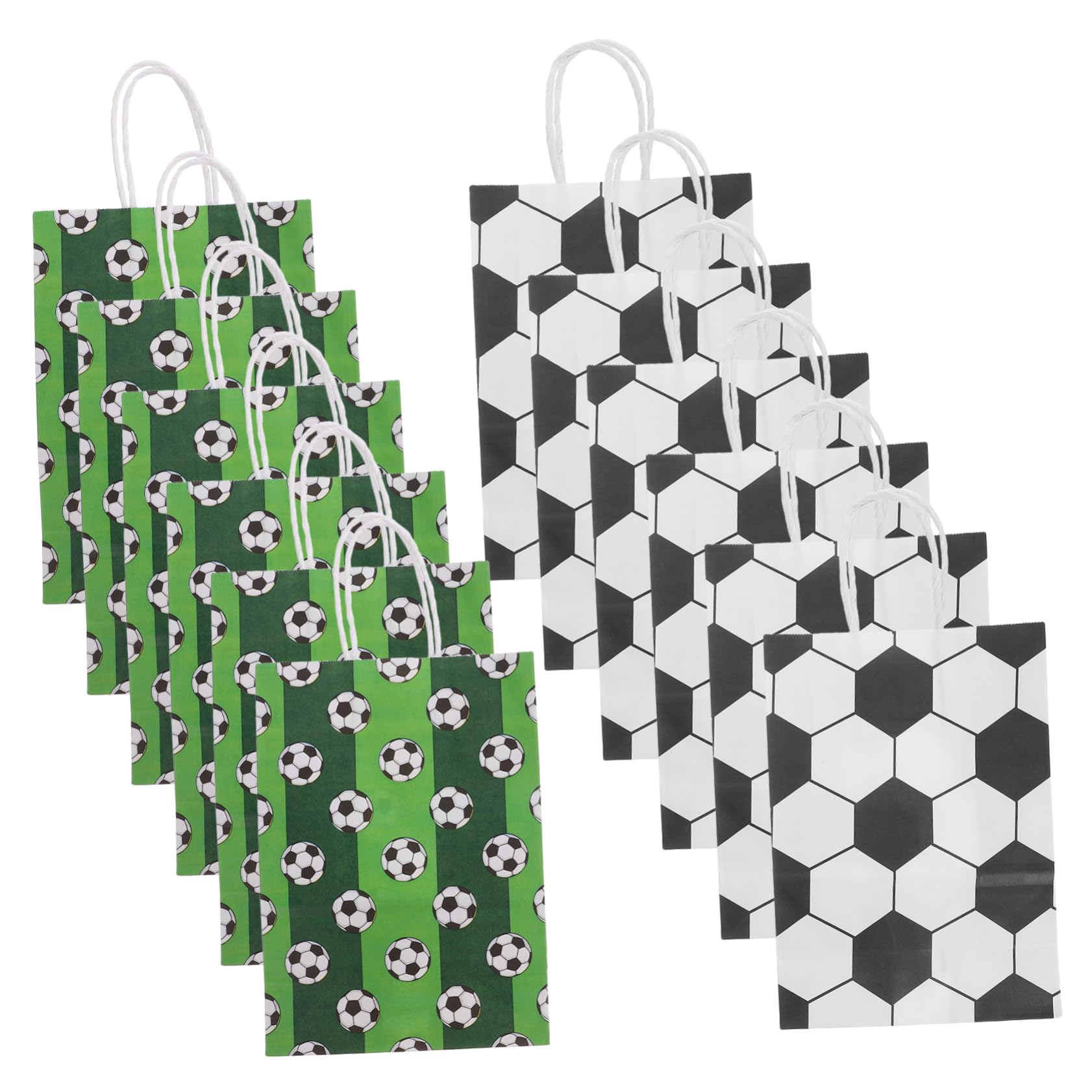 ibasenice 60stücke Fußball-muster Papiertüten Mit Griffen Robuste Und Mitgebsel-taschen Für Fußball-partys Kindergeburtstage Shower Und Mehr