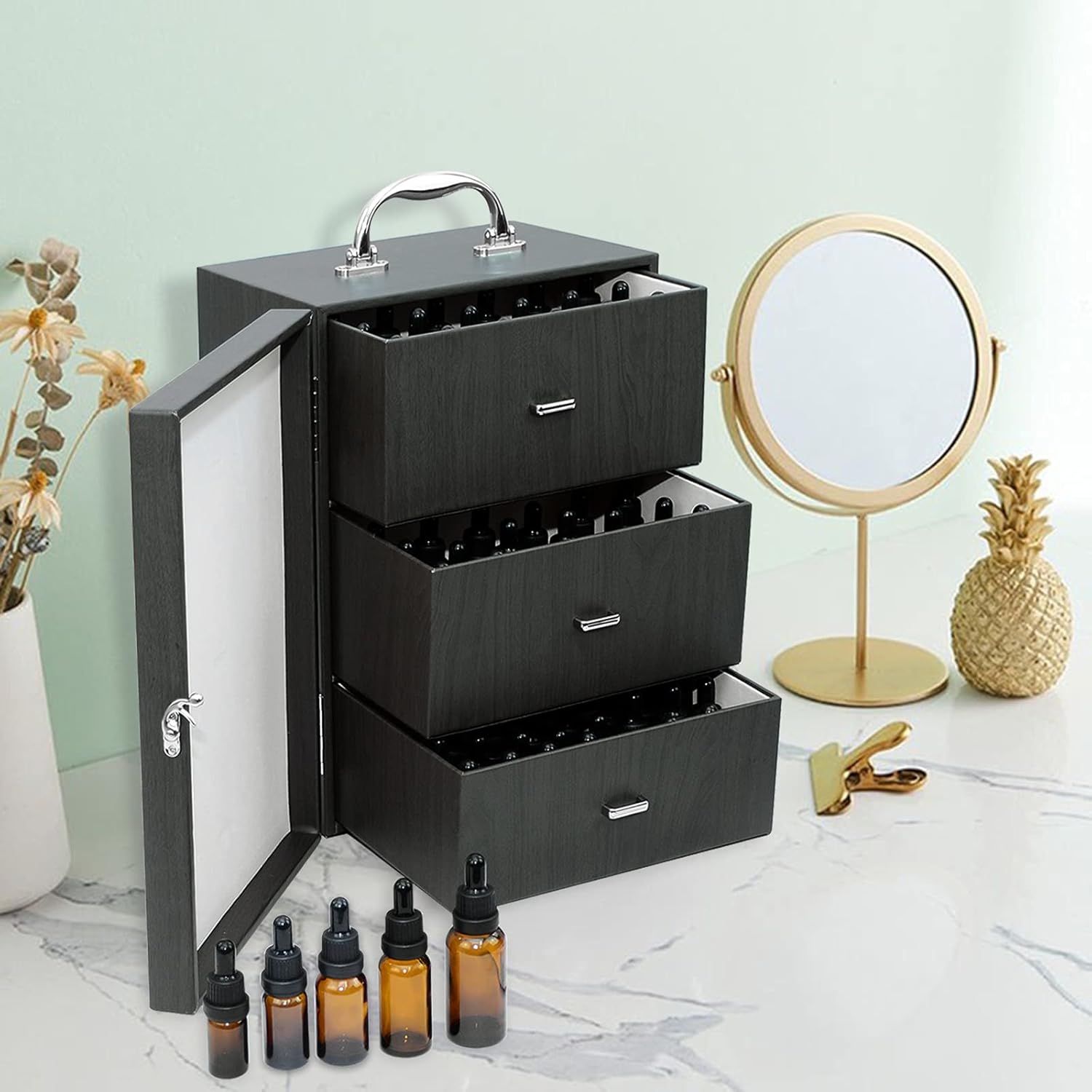 OUUTMEE Essential Oil Box-88 Slots Essential Oil Storage Box - Hold 5 10 15 20 30 ML Leather Premium Travel Box Suitable for Young Living and Doterra Bottles : Beauty & Personal Care