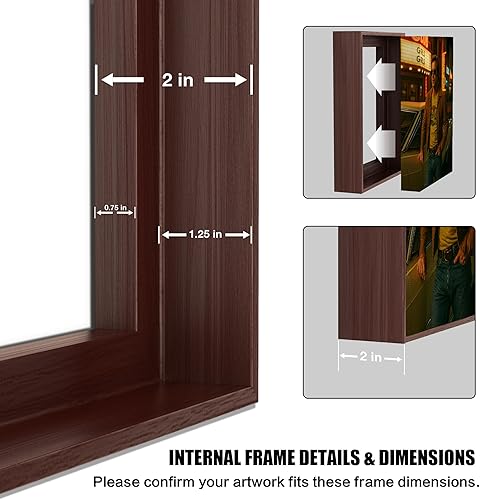 Miniatura 4 de ART Marco flotante de lienzo para lienzo envuelto en galería de 1 a 1.25 pulgadas de profundidad, marcos flotantes con aspecto de madera para