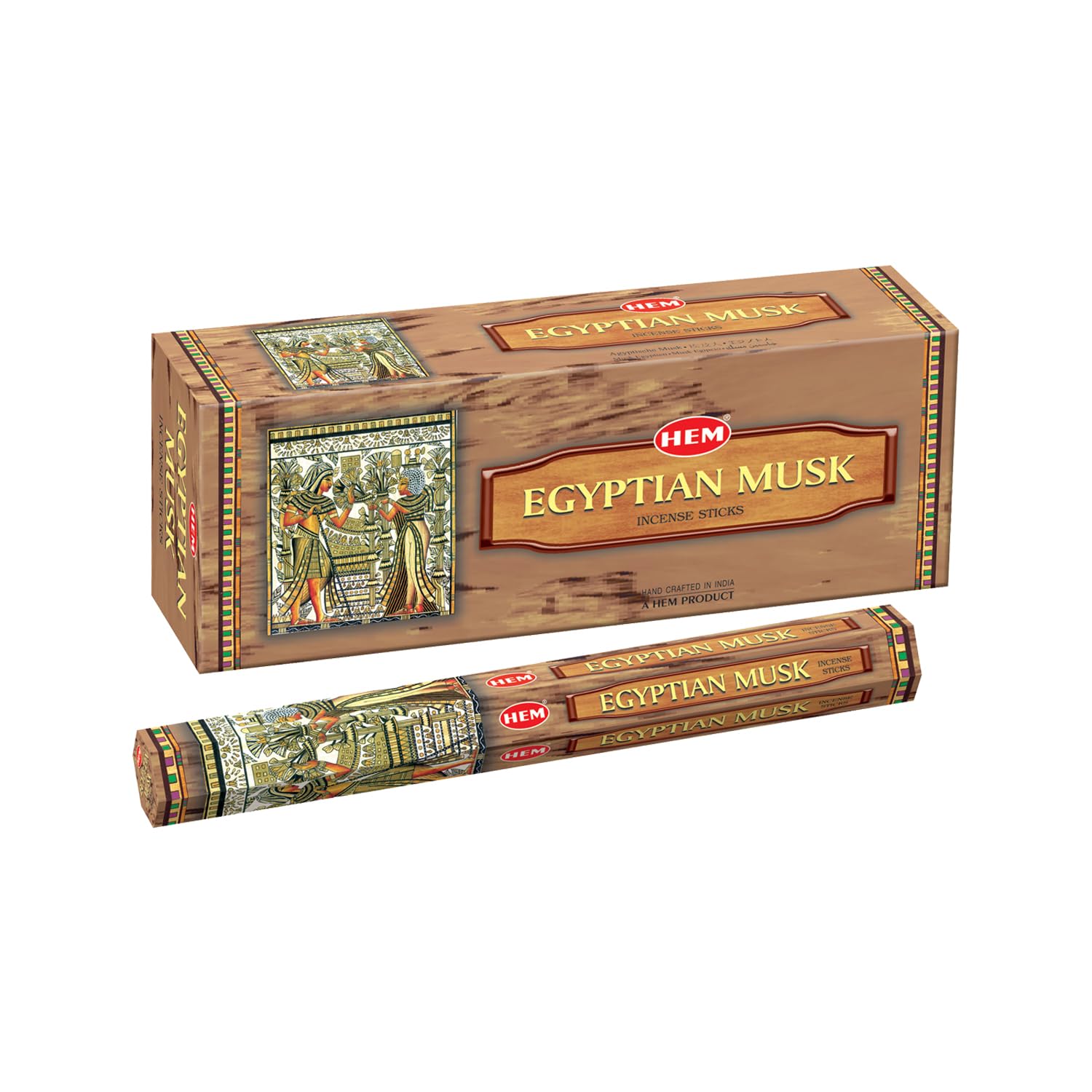 Hem Egyptian Musk Incense Sticks – Pack of 6 Boxes (120 Sticks Total, 9-Inch Long) | Natural Hand-Rolled Aroma for Meditation, Rituals, Relaxation & Odor Removal | 20g Each Box