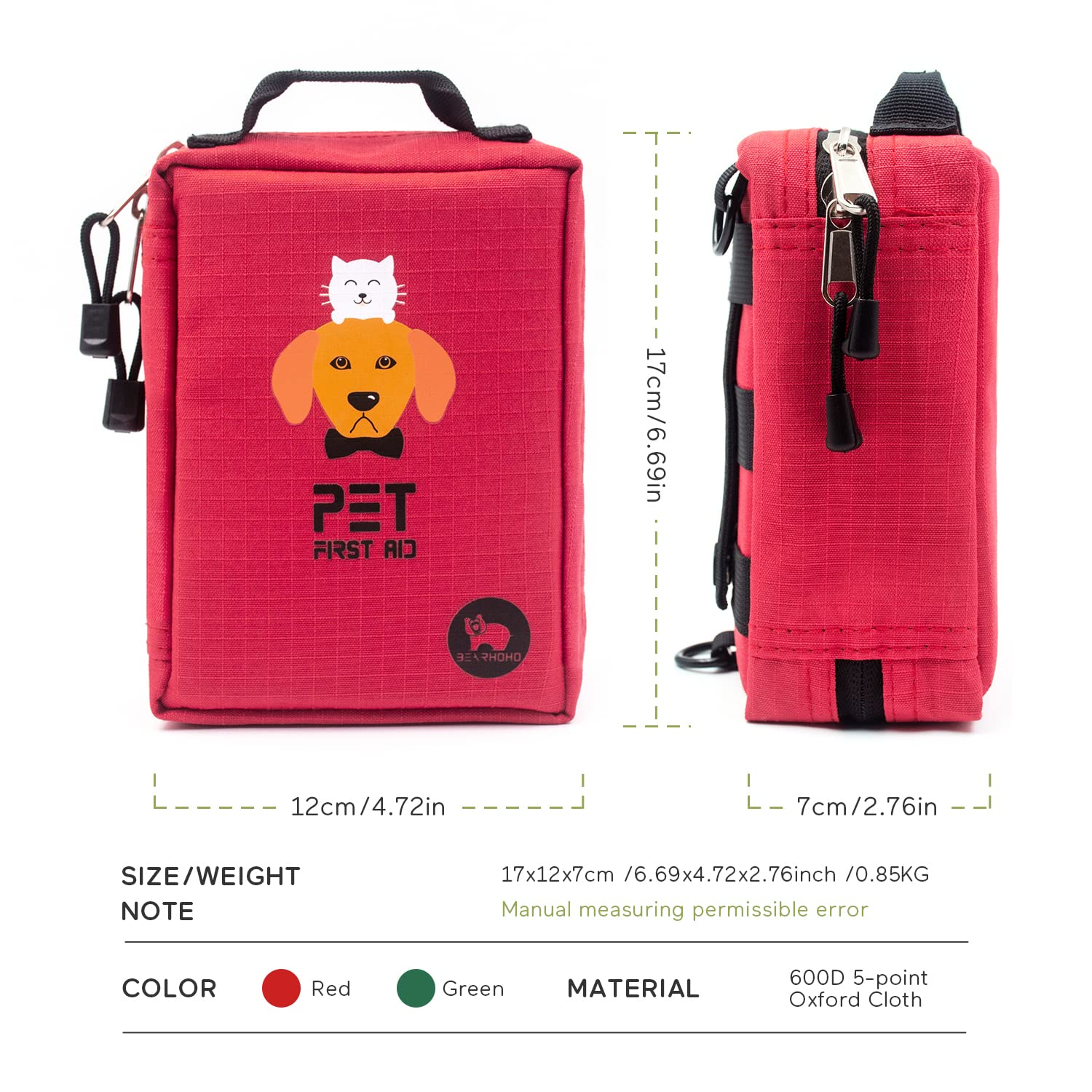Bolsa de almacenamiento médicos Molle portátil Kit de primeros auxilios para mascotas kit de supervivencia para perros bolsa médica de rescate de emergencia para perros militares (rojo)