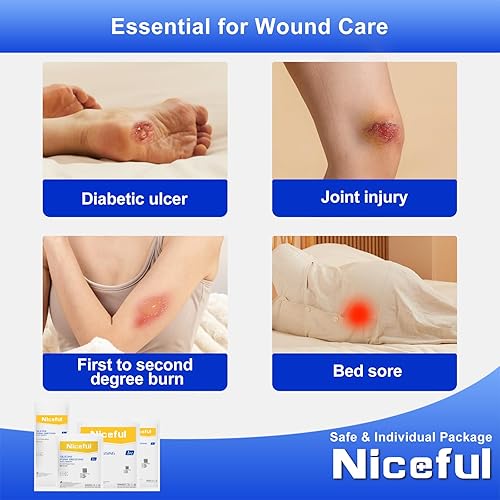 Miniatura 7 de 10 vendajes de espuma de silicona de 6 x 6 pulgadas, vendajes grandes para heridas, vendajes de silicona impermeables para úlceras de decúbito,