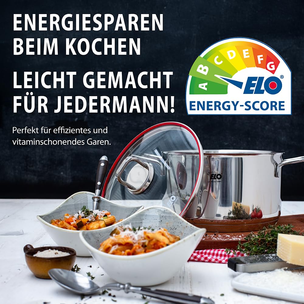 ELO Topfset Excellent 5-teilig, Edelstahl 18/10 - Induktion, Literskala | Volumenskala, Öl-Dosiersystem, Impactboden, spülmaschinengeeignet, backofenfest