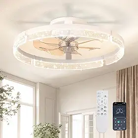 Hivento Ventilador de Teto com Aplicativo & Controle Remoto, Luz LED Regulável de 3000K-6000K, Ventilador DC Reversível de 6 Velocidades Silencioso, Dupla Voltagem 110V/220V