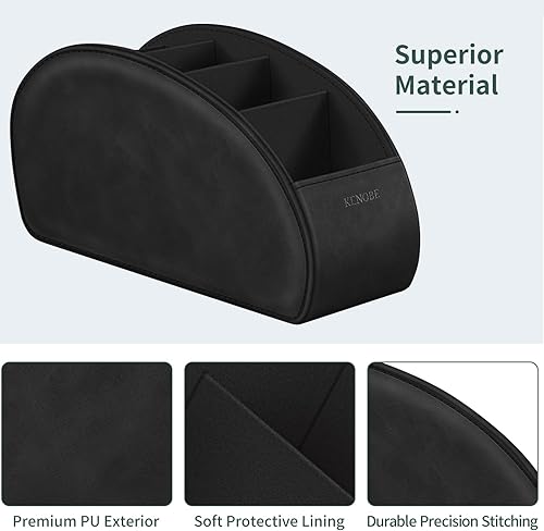 Miniatura 8 de KENOBE Soporte de control remoto con 5 compartimentos, organizador de almacenamiento antideslizante para mandos remotos, suministros de oficina,