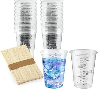 Epoxidharz Mischbecher, 30 Stück Rührbecher mit Skala, 240 ml Lackmischbecher, Lackmischbecher mit Skala, Messbecher aus Plastik, Zum Mischen von Flüssigkeiten, Harzen (Wiederverwendbar)
