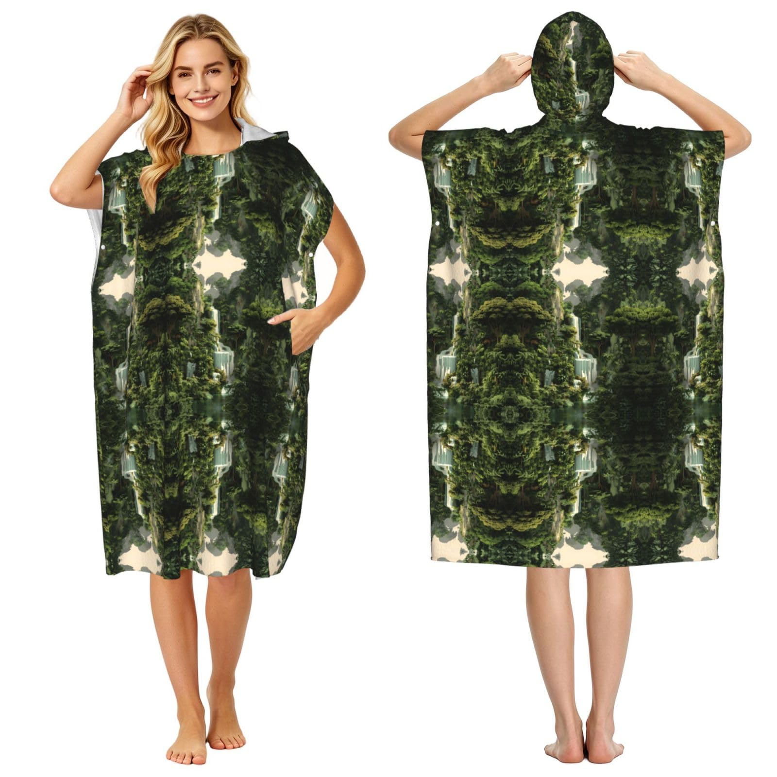 Serviette de plage poncho microfibre séchage rapide pour surf et bain